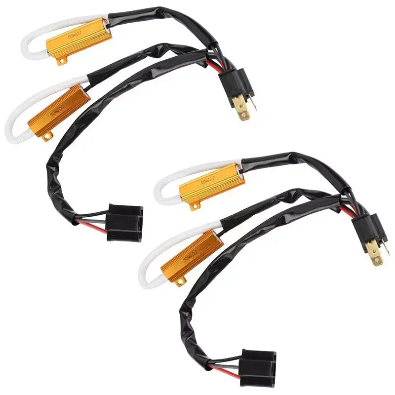 2x 472 472C P43T H4 9003 HB2 50W 6 ohm LED Headlight  Light Decoders Error Free Canbus Wiring Load Resistors