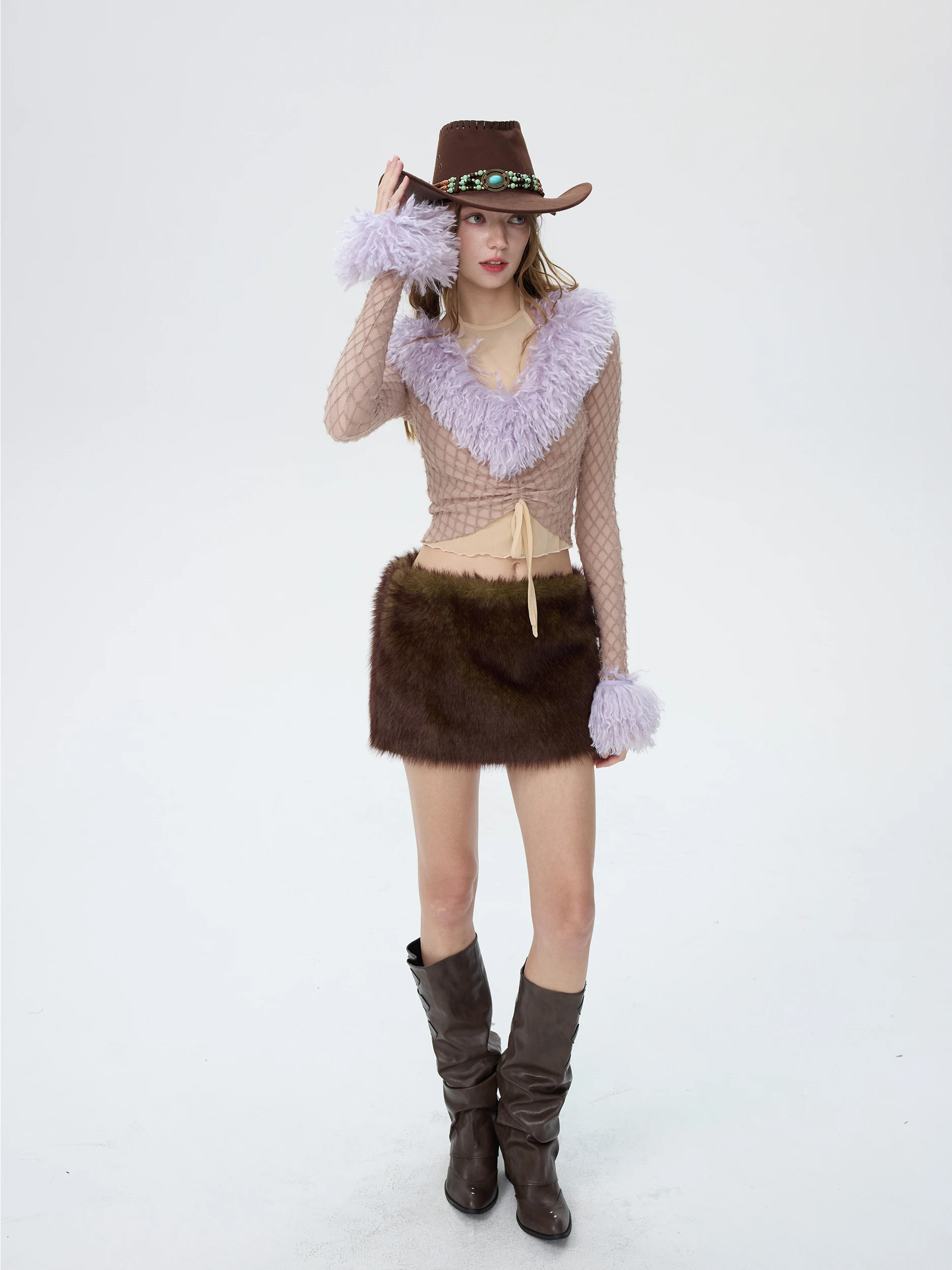 

MildRate Original Detachable Fur Collar Hanging Ne Fake Two-Piece Long Sve Base Layer Top for Autumn Winter New Sle