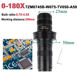 0.7X-4.5X Microscope Lens 0-180X Adjustable Magnification Monocular Zoom C Mount Lens For HDMI VGA USB Video Microscope Camera