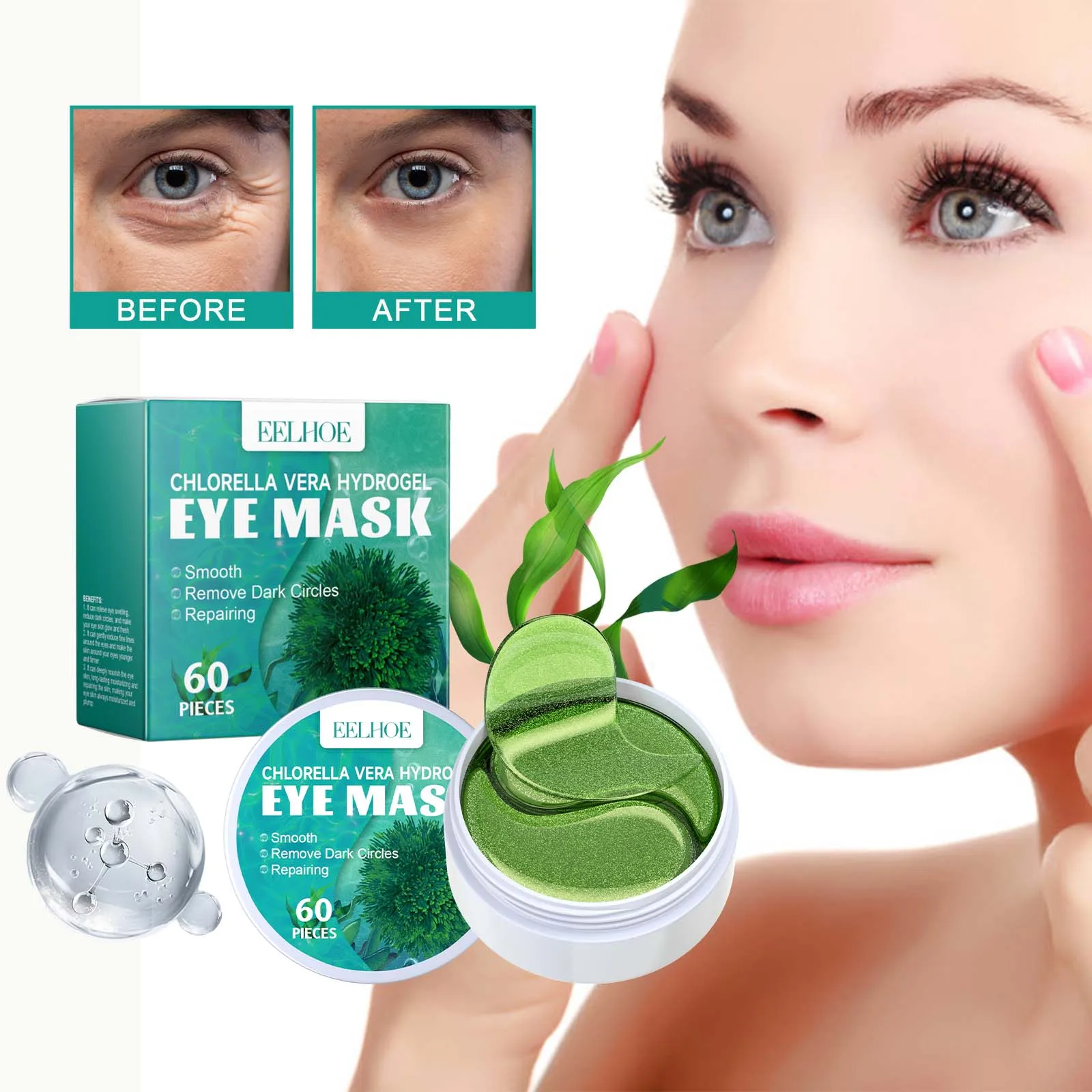 Firming Eye Patch Glycerin & Seaweed Extract +&Aloe Leaf Extract Lightens Eye Lines, Moisturizes and Hydrates The Eye