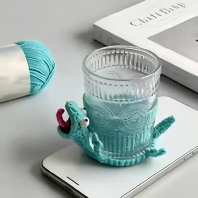 1pc Crochet Lizard Coaster  Fun Little Lizard Coasters  Cute 3D DIY Handmade Funny Amigurumi Animal Cup Mats
