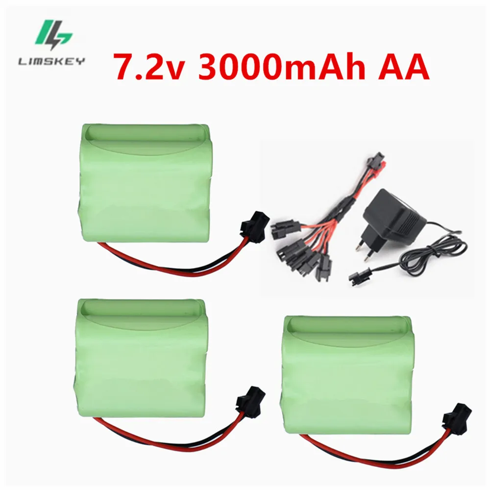 7.2V 3000mah 2800mAh Ni-MH AA Rechargable Battery SM Plug For RC Truck/ RC Racing car/ RC boat model 7.2 v 3000 mah battery