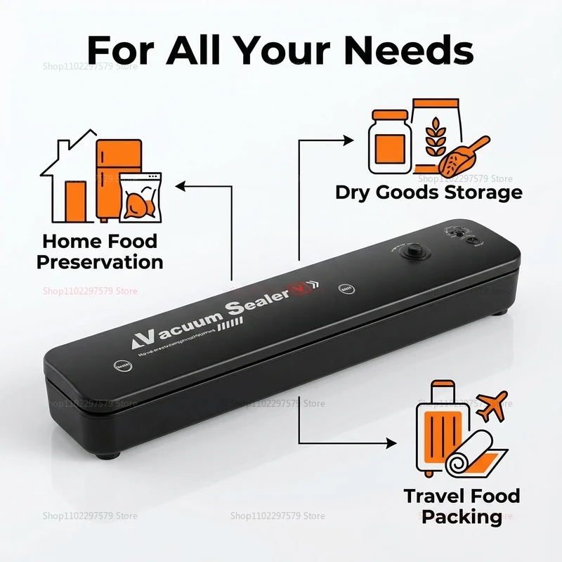 

Small Automatic Food Vacuum Sealer Compact Compression Sealing Machine for Cooked Food Plastic Storage Kitchen Preservation