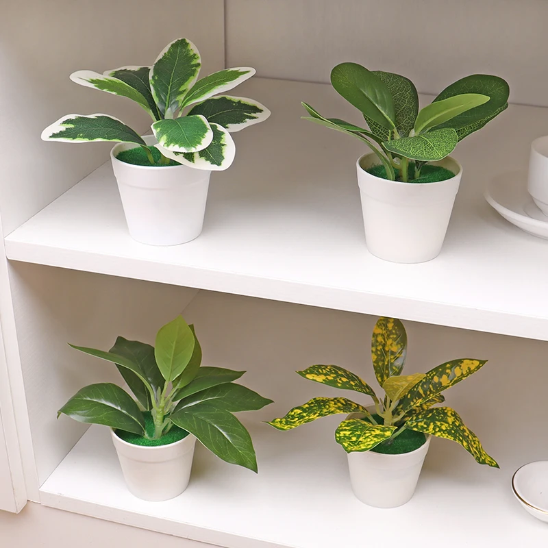 Mini Planta Artificial bonsái, maceta verde, ventana, mesa, jardín, planta falsa, decoración en maceta, flores simuladas, adornos, 1pc