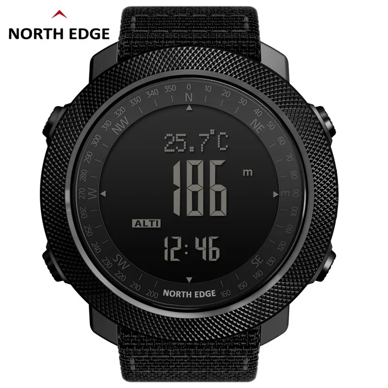 NORTH EDGE APACHE-46 Digital Wristwatch For Men Military Nylon Band 50M Waterproof Altitude Barometer Compass Weather Forecast W
