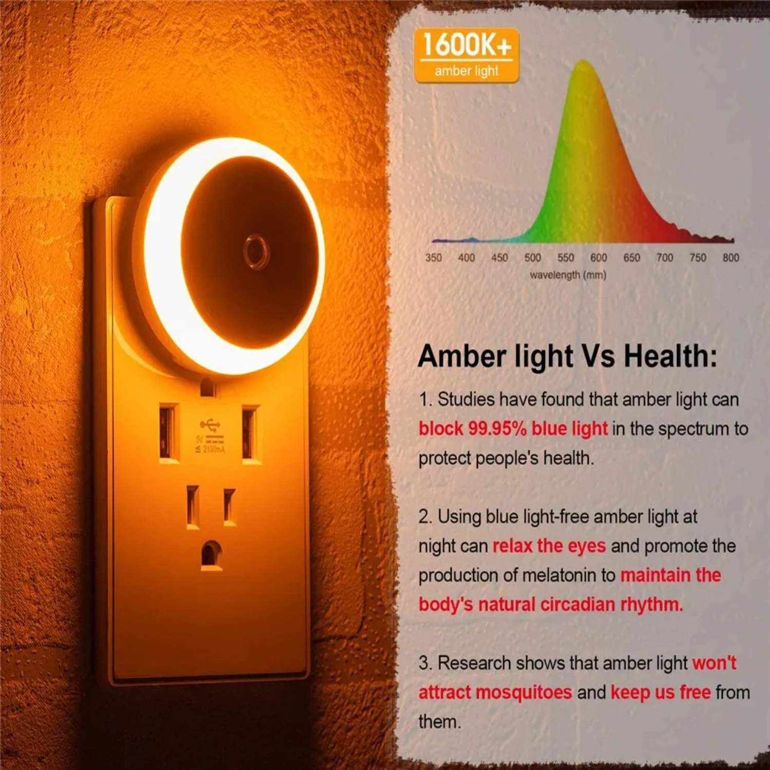 LED Round White Night Light Dusk To Dawn Sensor Smart Wall Lamp  Bathroom Bedroom  Kitchen Corridor Energy Saving EU Plug