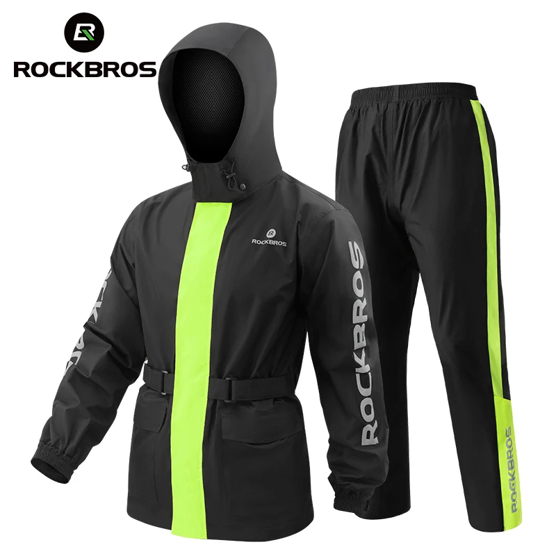 

ROCKBROS Cycling Raincoat Suit Windproof Waterproof Jacket Hoodie Pants Suit Motorcycle Raincoat Outdoor Sports Cycling Clothing