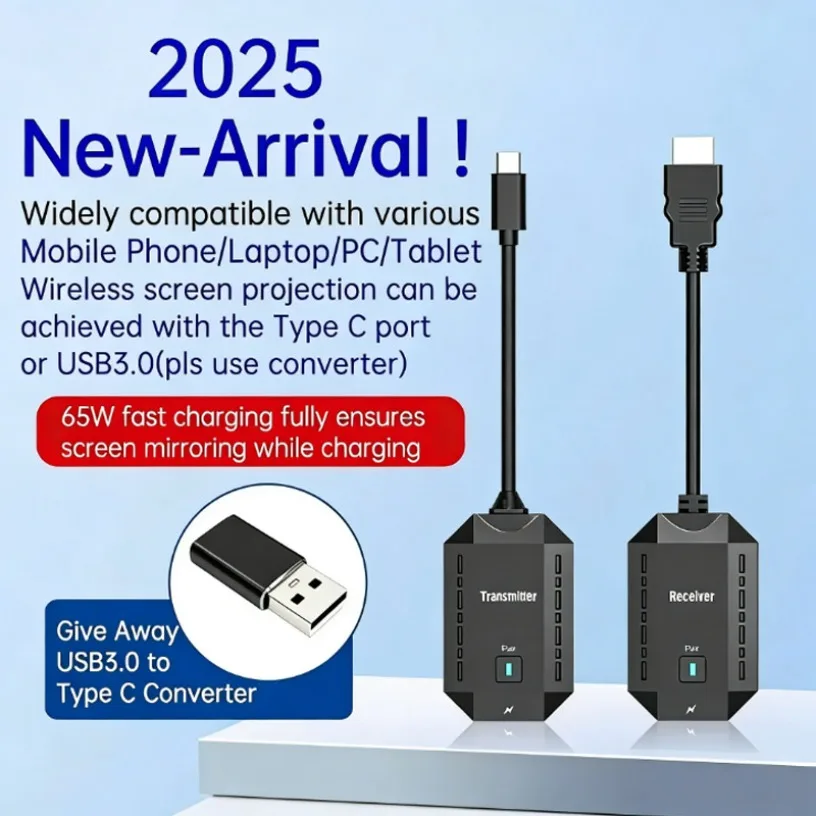 50M 1080P Wireless Video Transmitter Receiver HDMI-Compatible Extender Display Adapter Cable Screen Mirror for Camera PC To TV