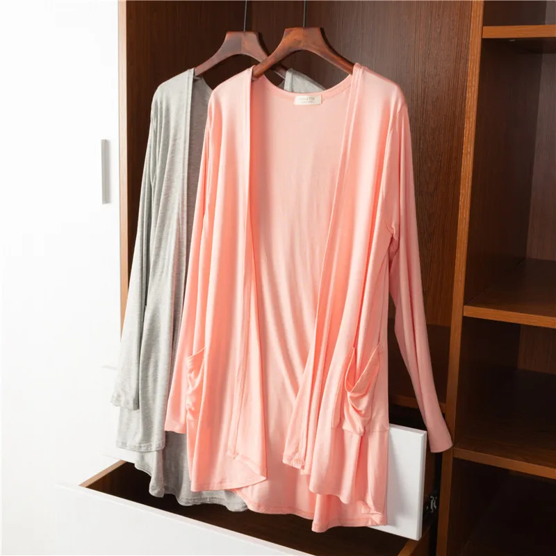 

Modal Women's Open Cardigan Summer Thin Long Sleeve Sun Protection Medium Length Outerwear Large Size Versatile Air Condition...