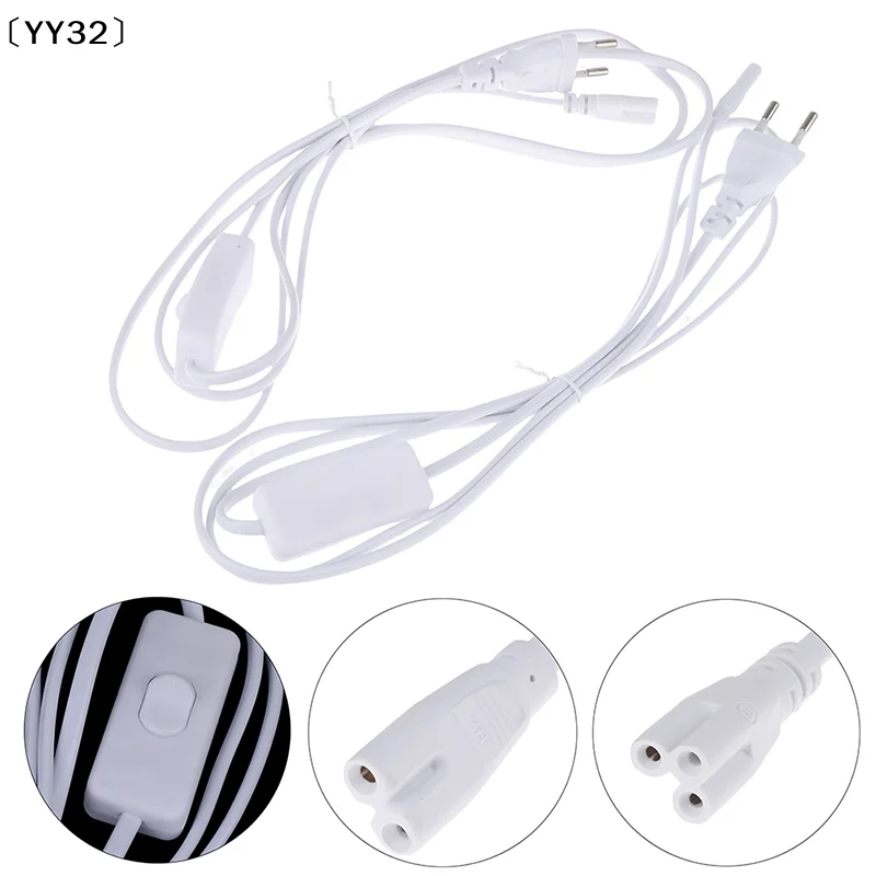 1.8m Power Cord Cables EU Plug Switch Cable For T5 LED Tube T8 Power Charging Wire Connection〔YY32〕