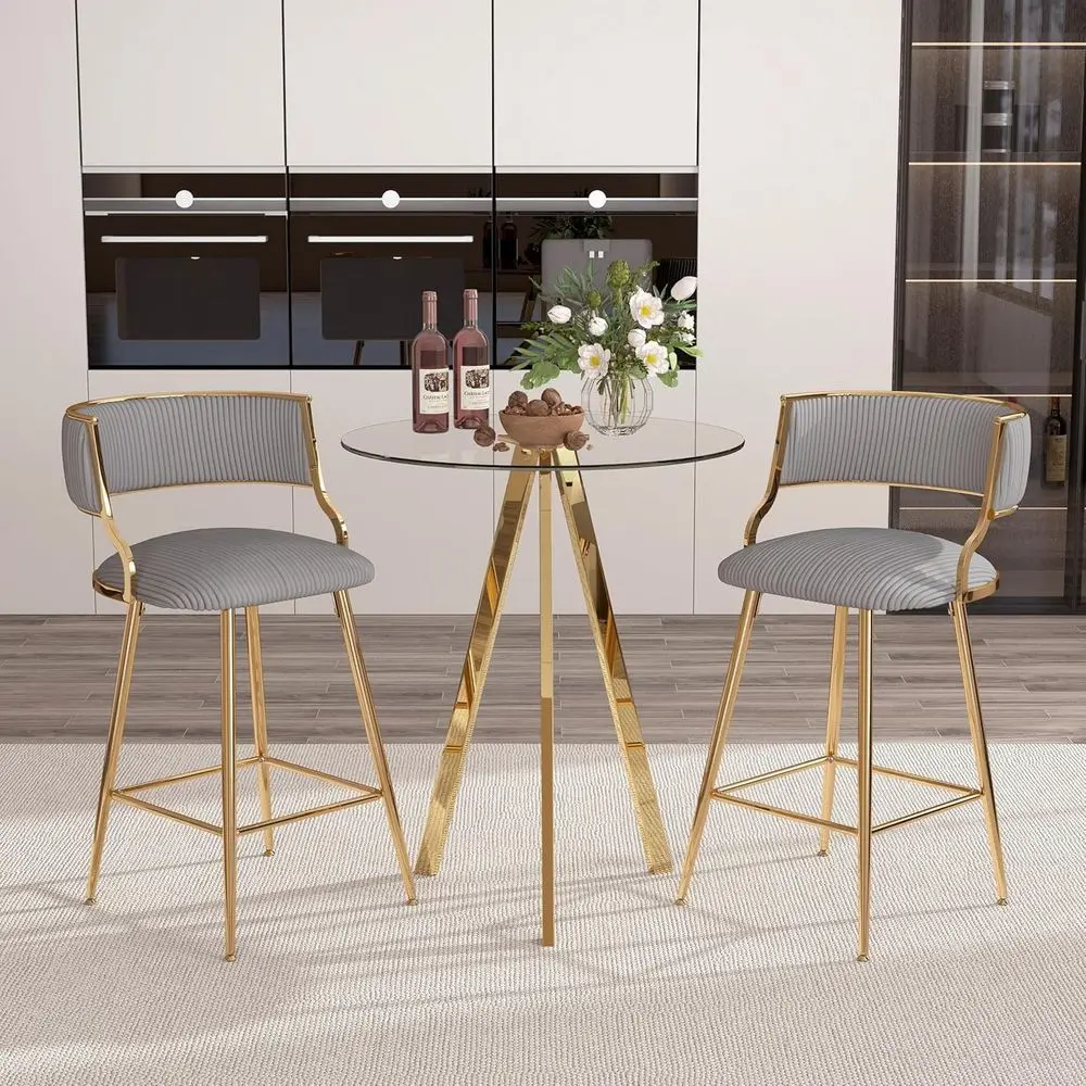 

Counter Height 3-Piece Set with 31.5 Round Pub Table and Corduroy Barstools