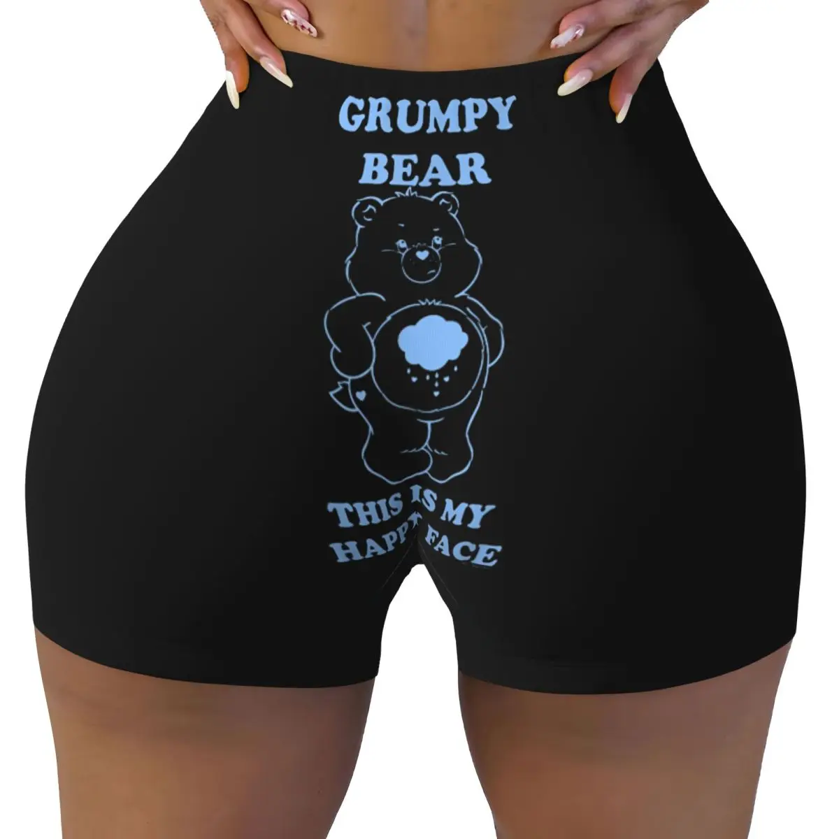 Women's Fitness Yoga Shorts Care Bears Grumpy Bear This Is My Happy Face Quick Dried Shorts Fitness Leggings