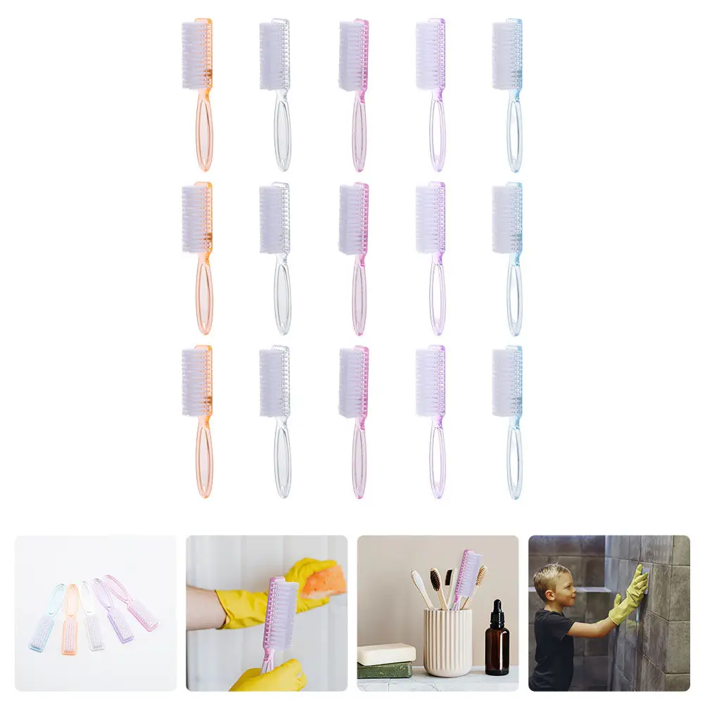 

15Pcs Professional Nail Cleaning Brush Handheld Long Handle Design Easy-to-Use Dirt Removal Tool for Nails Hands Feet Nail Art