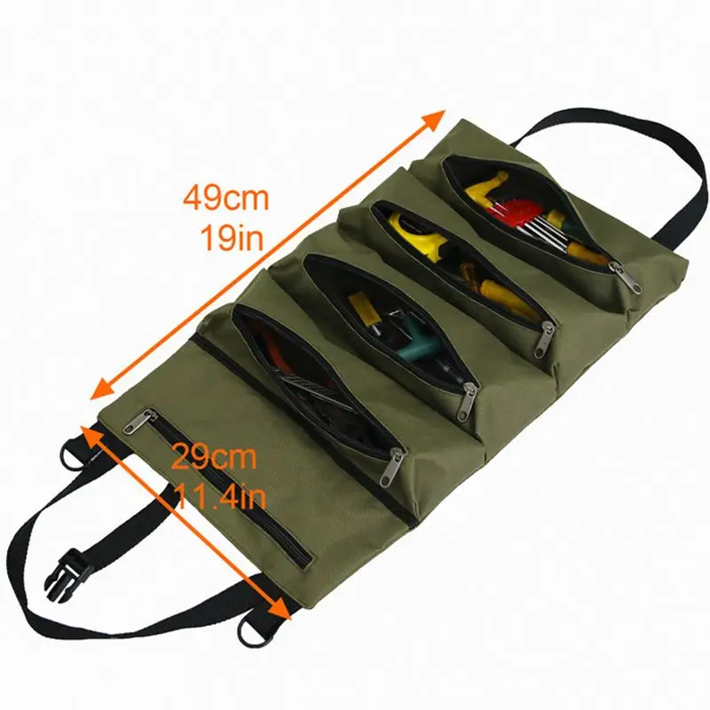 Portautensili multiuso con cerniera appesa, borsa portautensili, arrotolabile, borsa Tote, stoccaggio, lavorazione del legno, martello, chiave inglese, cacciavite, borsa Organizer