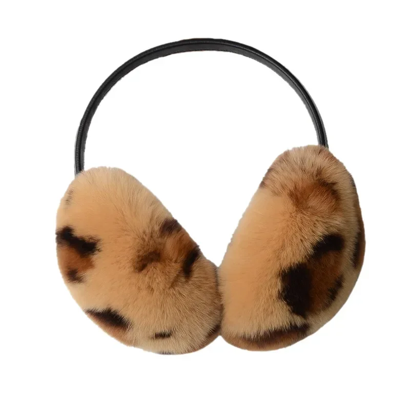2025 Retractable Rex Rabbit Fur Ear Muffs for Women Winter Warm Fleece Lined Extreme Cold