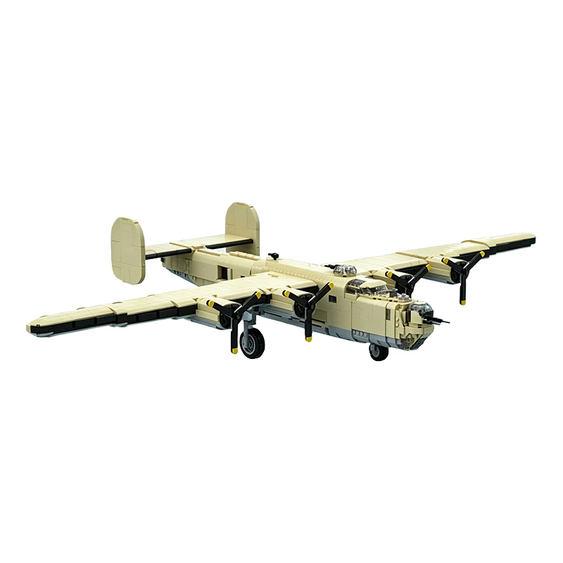 MOC Four Propeller Heavy Bomber Aircraft Model DIY Military Warplane Air Force Construction Bricks Toy Gift For Adults