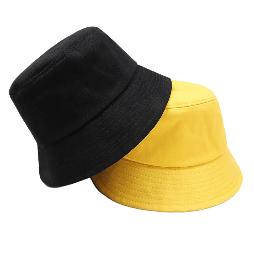 New Unisex Cotton Bucket Hats Women Summer Sunscreen Panama Hat Men Pure Color Sunbonnet Fedoras Outdoor Fisherman Hat Beach Cap