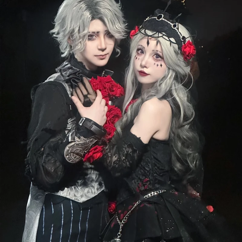 Identity V Game Психолог Доктор Ада Эмиль Пацієнт Месмер Вечная Ночь Косплей Костюм Парик Черная Роза Платье Пальто Хэллоуин