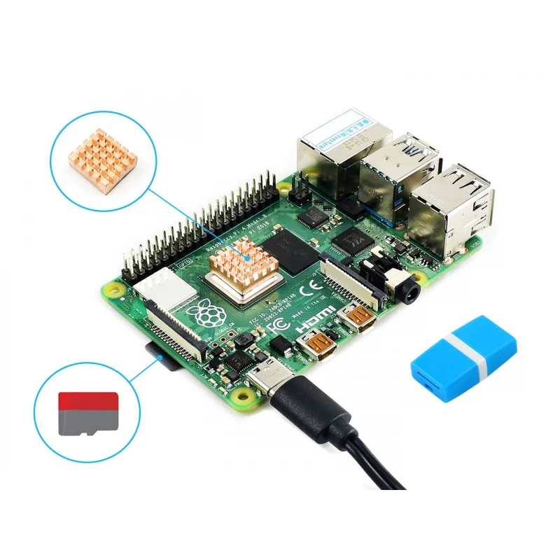 Imagem -02 - Waveshare-raspberry pi Modelo b Starter Kit Adaptador de Energia Cartão de 16gb Incluído ue Reino Unido Eua Peças Essenciais