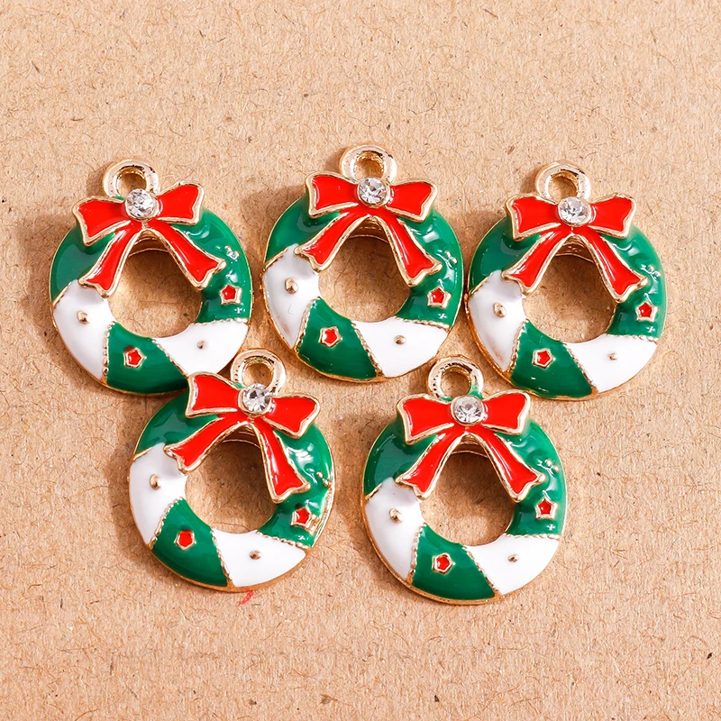 10pcs Enamel Christmas Tree Elk Santa Claus Charms Pendants for Jewelry Making Necklace Earrings DIY Bracelet Accessories