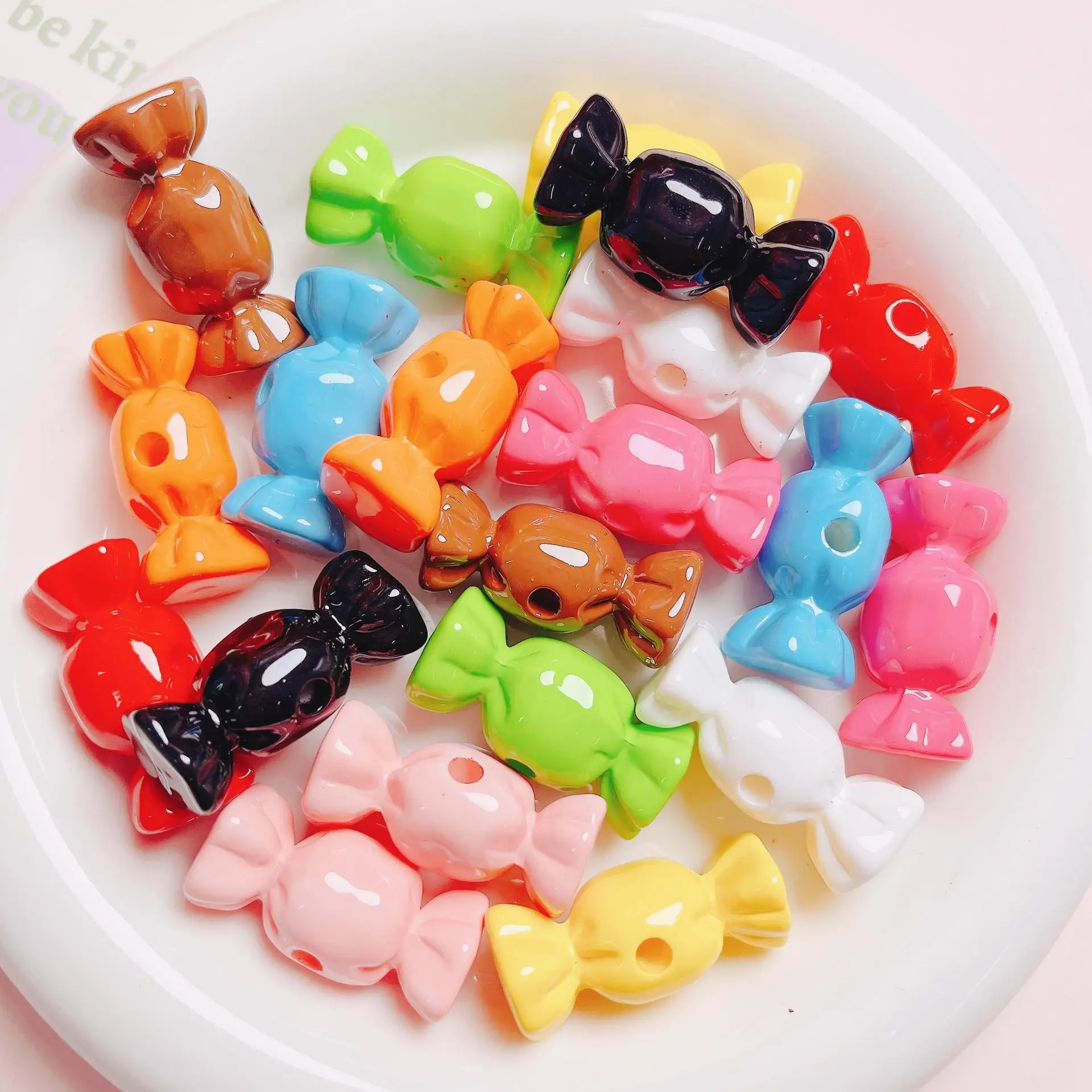 10pcs/lot 15x31mm Candy Shaped Big Hole Acrylic Beads For Jewelry Making Needlework DIY Bracelet Necklace Handmade Accessories