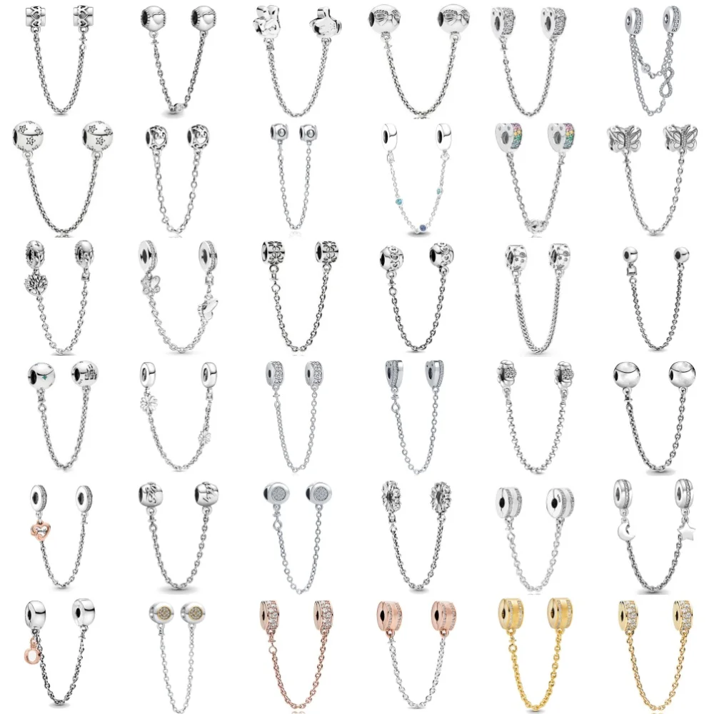 Hot selling 925 Silver Butterfly, Moon Star, Daisy Safety Chain Suitable for European Original Bracelet DIY Exquisite Jewelry