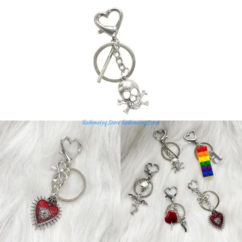 

573B European and American Keychain Building Blocks Skeleton Arrows Through the Heart Flying Dragon Niche Bag Pendant