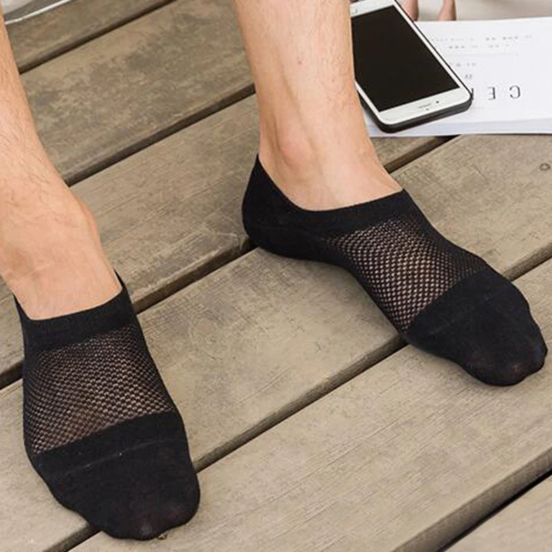 1 Pair Men\'s Fashion Happy Summer Autumn Non-slip Invisible Cotton Socks Male Ankle Sock Slippers Breathable Socks