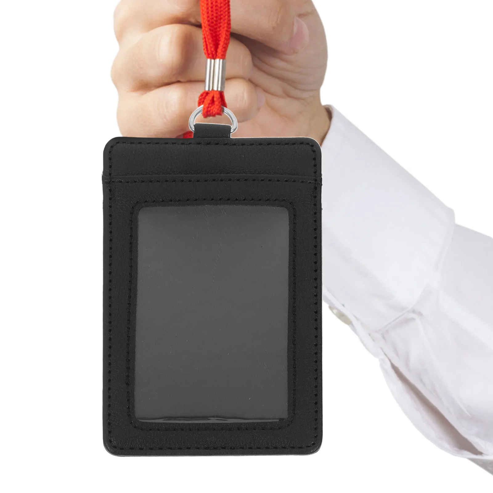 

2pcs Chest Id Badge Pu Name Tag Sleeve Clear Card Protector For Teachers Nurses Office Employees Id Card Holder Vertical