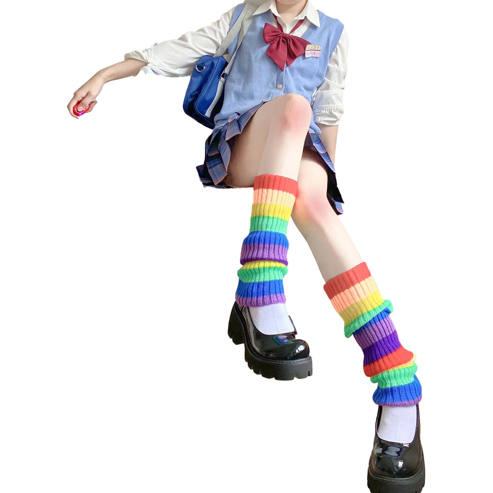 Rainbow Leg Warmers Cute Neon Leg Warmers Boot Loose Thick Socksfor Girls Women Knit Leg Sleeves Party Sports Yoga Streetwear
