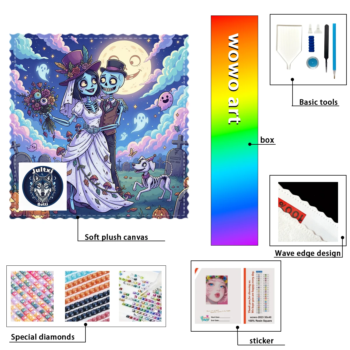 

【Betti_ Diamond Art】Skeleton Couple Crystal AB Rhinestone FD Rhinestone Perfect Resin Diamond