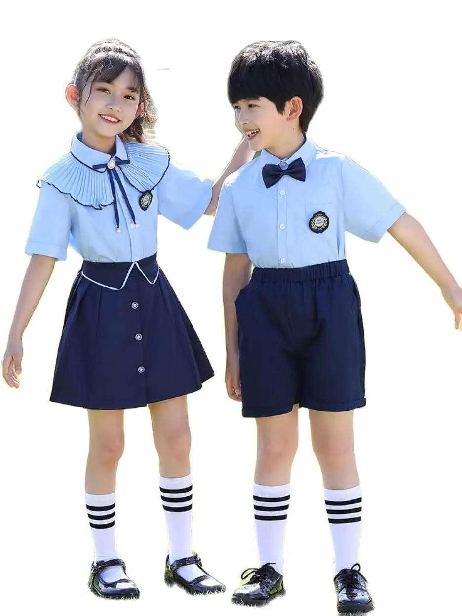 Children Boys Girls British style School Uniform For Kids Clothing Sets Teenager Girls Student Boys Sky Blue Choir Costumes