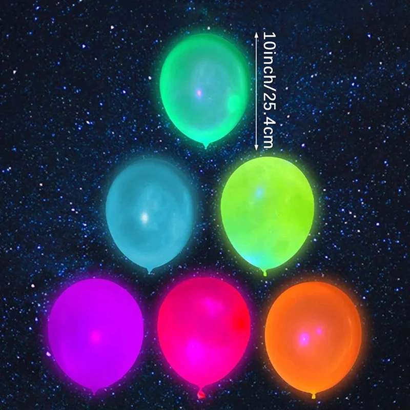 Ballons Fluorescents Réutilisables de 10 Pouces, Lueur dans le Noir, pour ixd'Anniversaire, Mariage, Bricolage, Arc, 10 Pièces