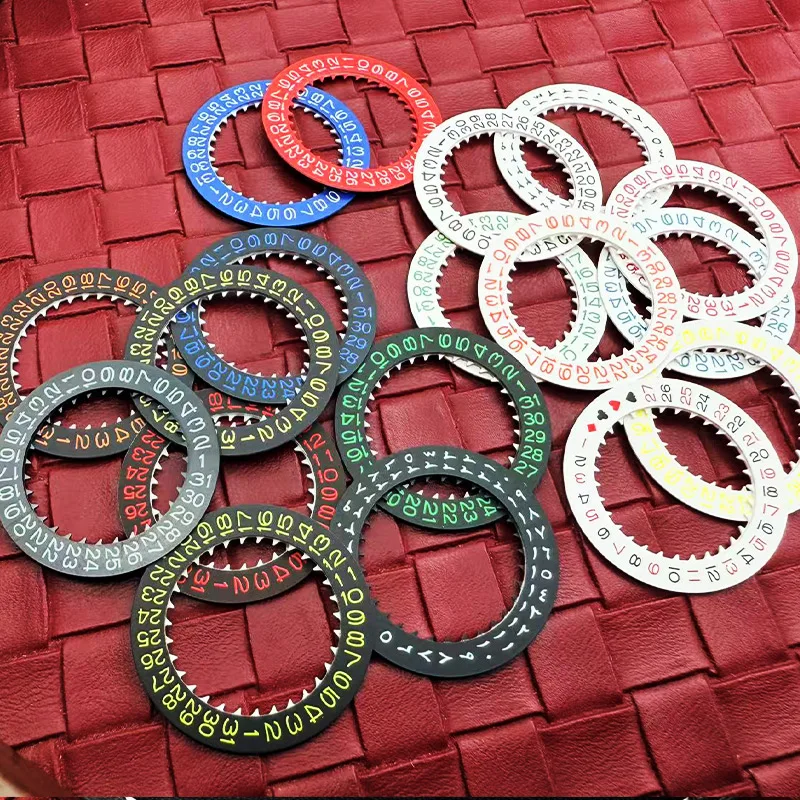 NH35 NH36 Date Dial Fits NH35 NH36 NH34 Movement SKX007 SRPD Red Blue Black White Automatic Mechanical Movt Day Date Dial Wheel