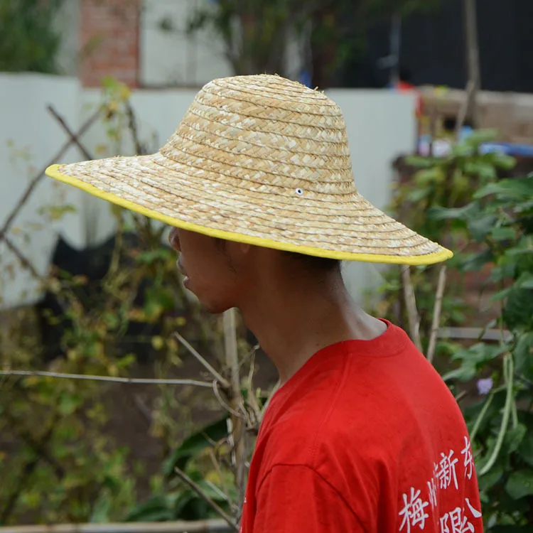 Farmers Large Straw Hat Wide Brim Straw Sun Hat Agricultural Large Sun-Proof Travel Male Hat Construction Site Children Fishing