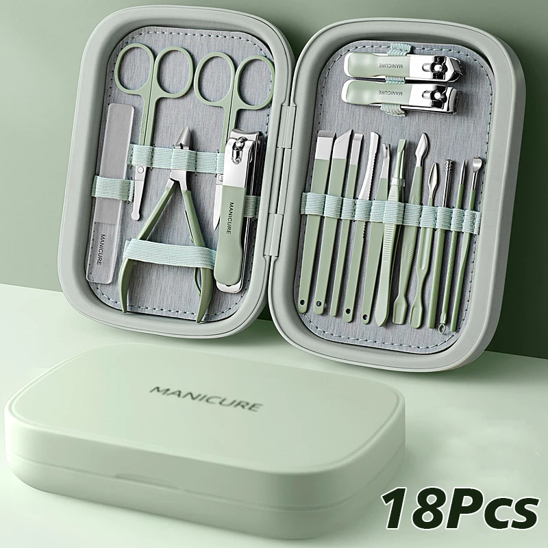 

18/9/7/6/3/1pcs Manicure Cutters Nail Clipper Set Household Stainless Steel Ear Spoon Pedicure Scissors Tool For Beauty