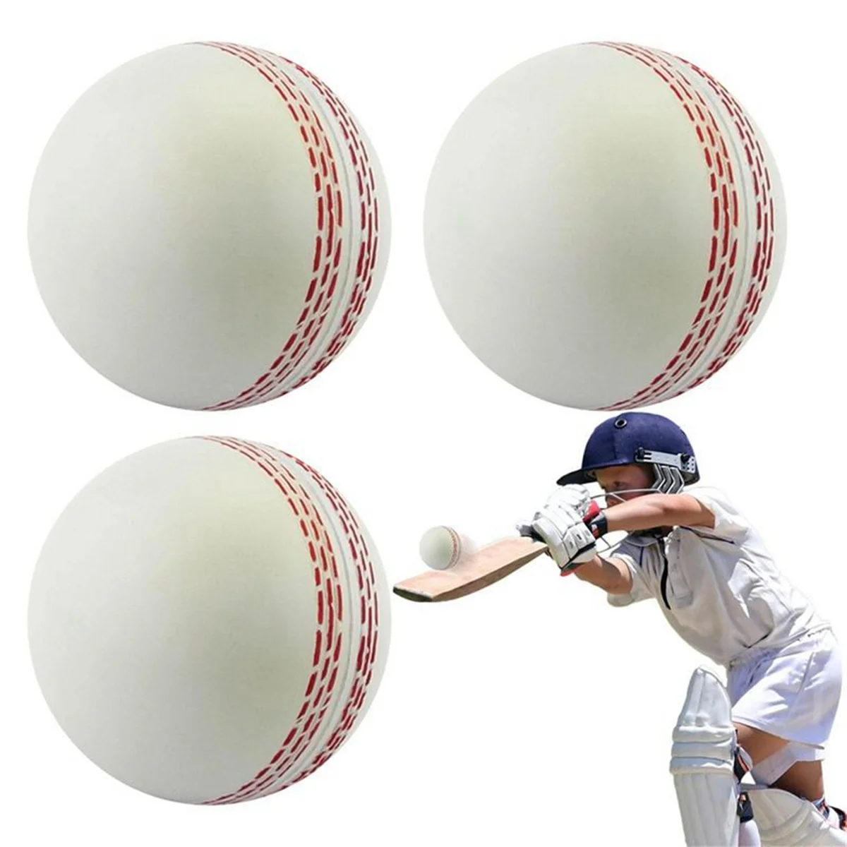 Sports Cricket, Training Cricket, Sports Wind Swing Rebound Spin Cricket, Elastic Decompression Ball White