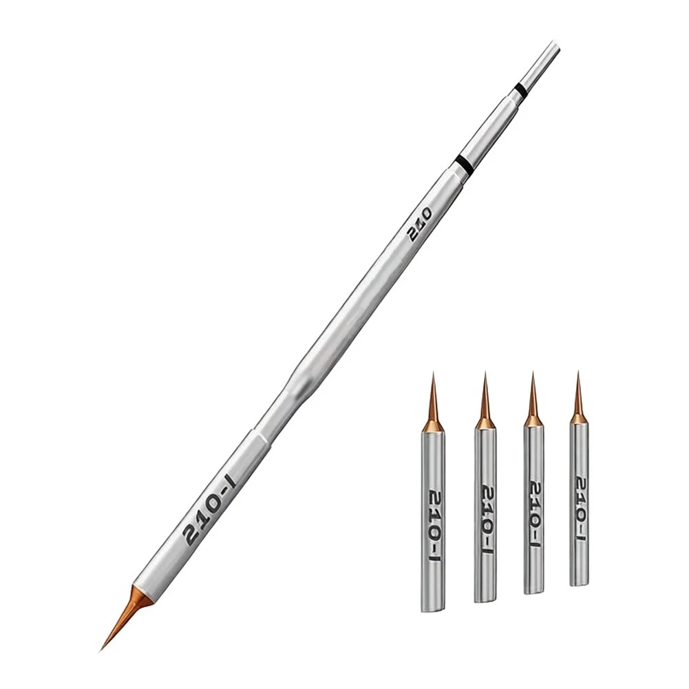 Precision Soldering Iron Tips Set for 210 Heating Elements Ultra-Fine Copper Conical Tips for Motherboard Repair