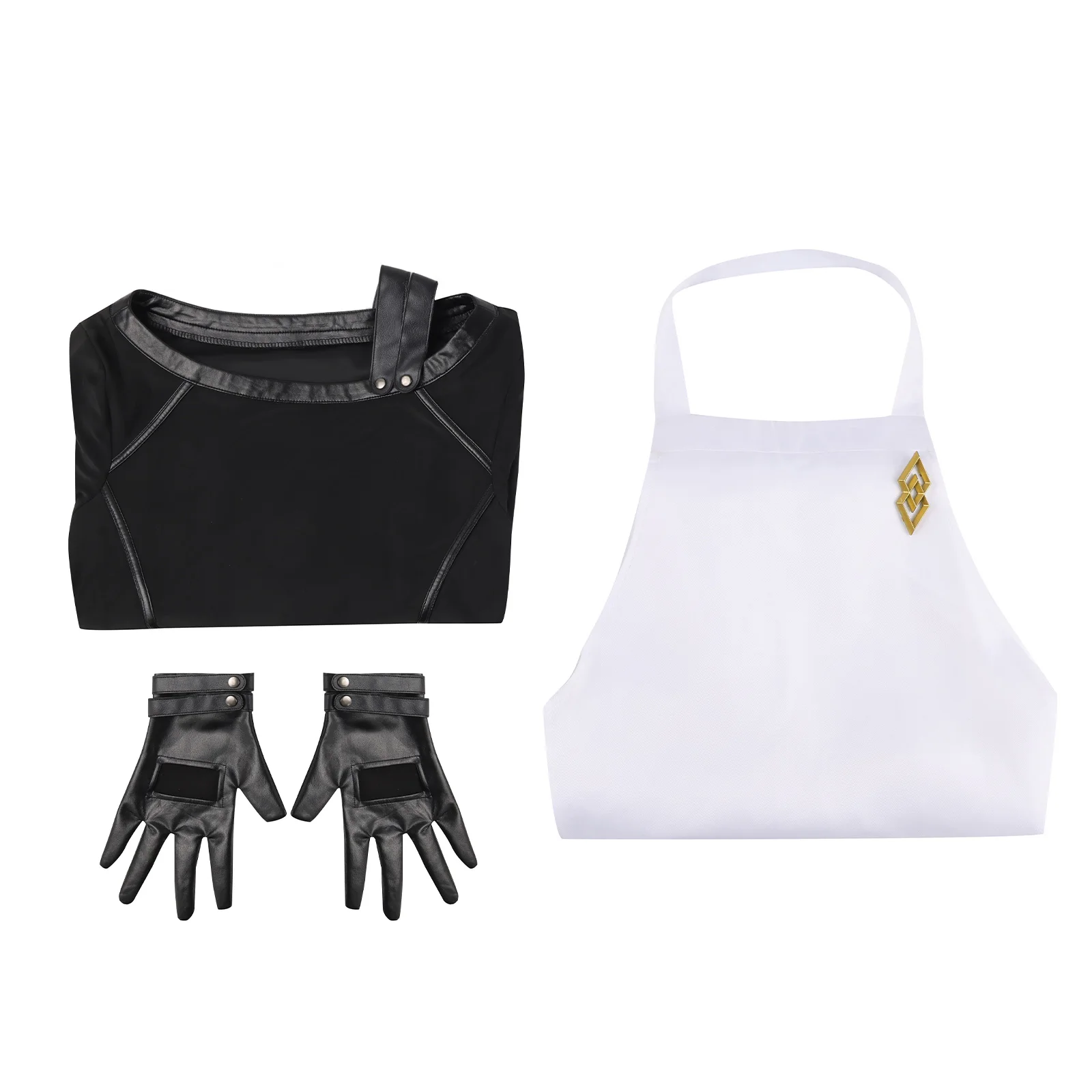 زي Kadoc Zemlupus التنكري قميص أسود معطف أبيض لحفلة الهالوين