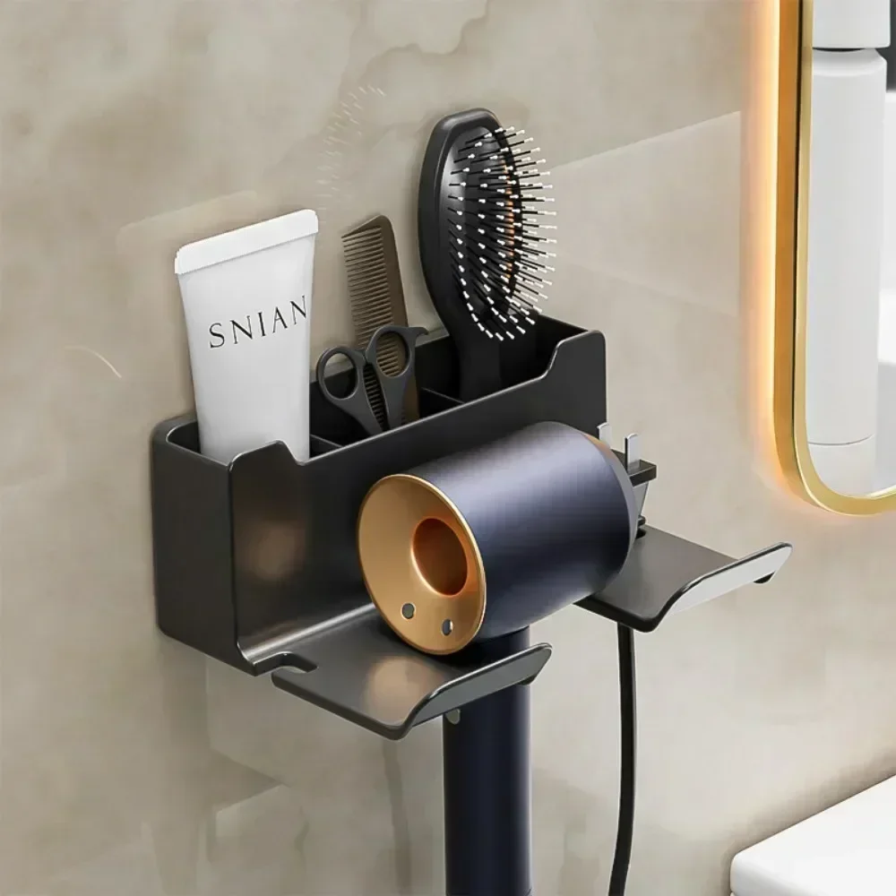 New Hair Dryer Holder Wall Dryer Cradle Straightener Stand Organizer Box Toilet Blower Holder Shelf Bathroom Accessories 2025