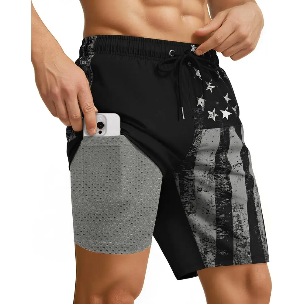 

9 Men's Quick-Dry Swim Trunks with Breathable Liner and Zippered Pockets for Beach & Cruise Travel