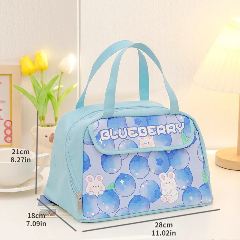 Cute Cartoon Style Kids Lunch Bag with Large Insulated Capacity and Detachable Shoulder Strap Perfect for Outdoor Picnic