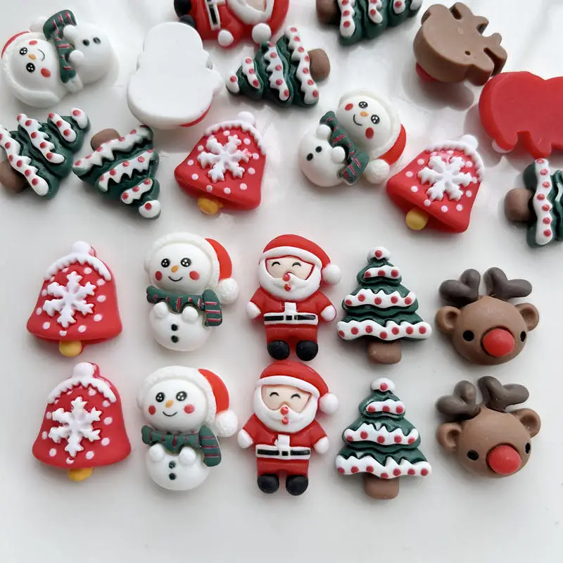 10Pcs New Cute Mini Christmas Collection Series Resin Flatback Cabochon Scrapbook Kawaii Embellishments Accessories