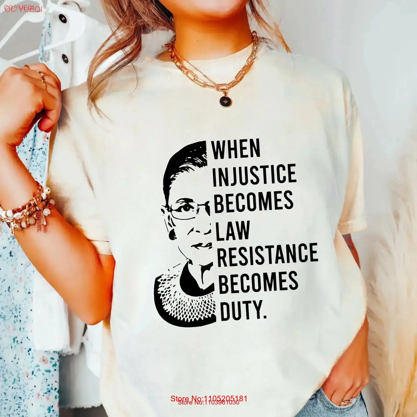 RBG Inspired T Shirt Ruth Bader Ginsburg Quote Feminist ActivisT Women's Rights Equality Empowerment vintage Washed