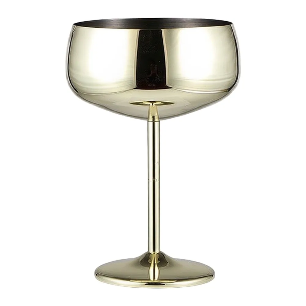 Stainless Steel Wide Mouth Stemmed Goblet Made of 304 Grade Steel 450ml Capacity Unbreakable Metal Drinking Glass for Daily Use
