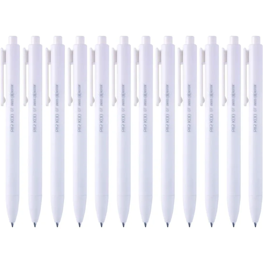 

Выдвижные гелевые ручки: 12 карат, черные чернила, 0,7 мм, белая ручка с тонким наконечником, быстросохнущие гладкие ручки для письма для заметок, съемка эскизов