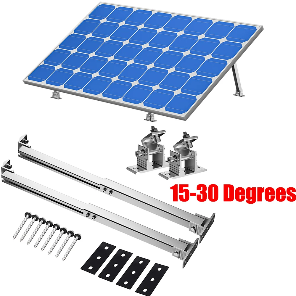 Solar Panel Mount Brackets Aluminum Alloy Flat Roof Mount Holder 15-30 Degrees Photovoltaic Panel Tilt Mount Bracket Adjustable