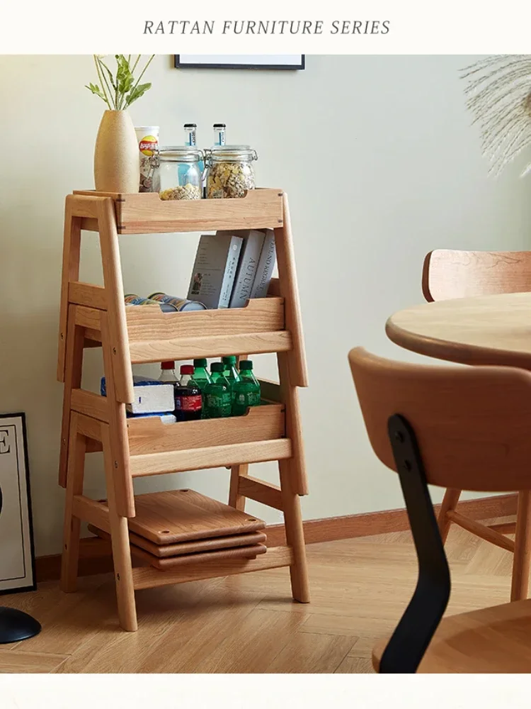 Solid Wood Chair Small Stool with No Space for Adults Can Be Stacked for Storage