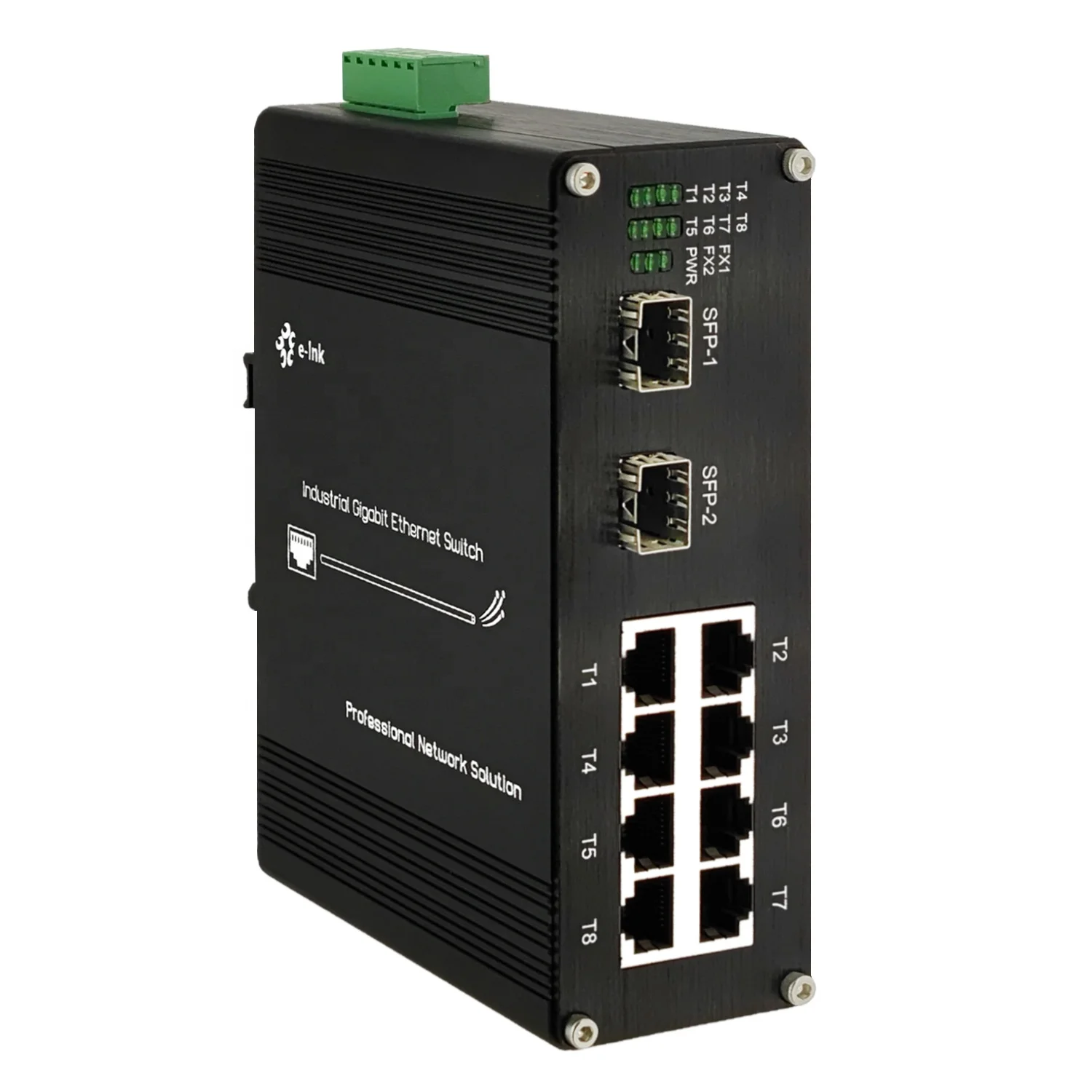 Venta al por mayor Industrial 8 puertos 10/100/1000T 802.3bt 60W PoE a 2 puertos 100/1000BASE-X SFP Din Rail Ethernet Switch 360W al aire libre