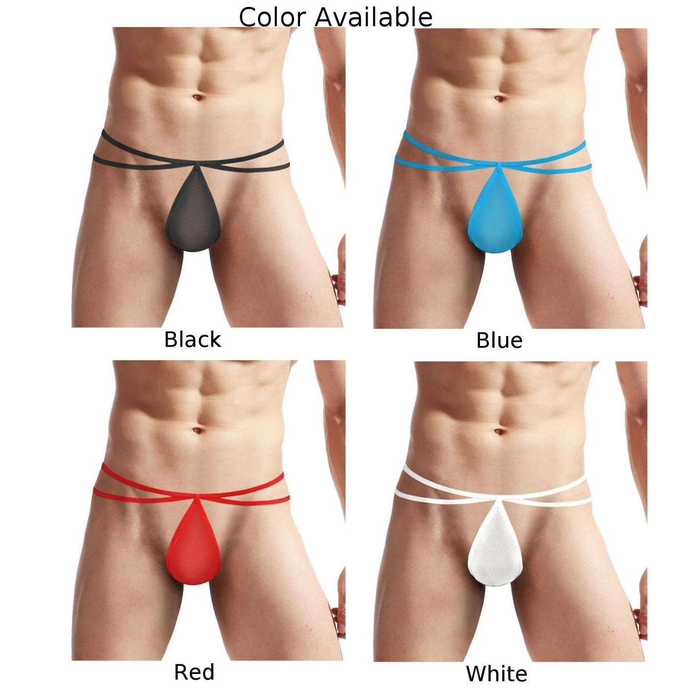 男性のためのセクシーなシームレスな下着,メッシュ,透明,ポケット付き,ひもパンティー,穴あき,通気性,軽量,男性用パンティー